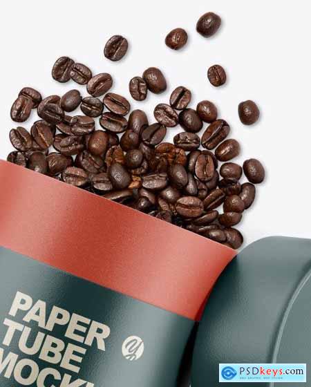 Glossy Paper Tube W- Coffee Mockup 61864