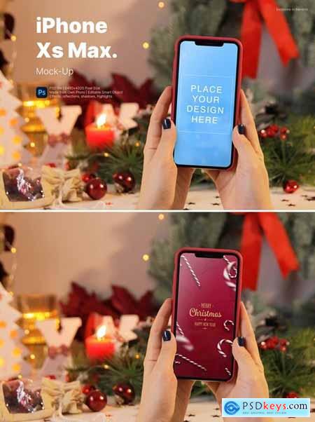 Mockup Christmas Edition- iPhone Xs Max on hands