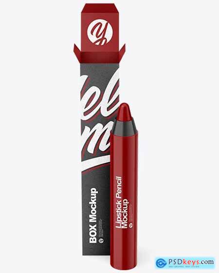 Lipstick Pencil with Kraft Paper Box Mockup 88997