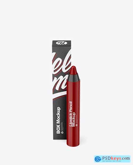 Lipstick Pencil with Kraft Paper Box Mockup 88997