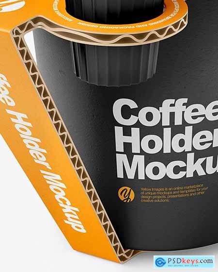 Paper Coffe Cup in Cardboard Holder Mockup 89215