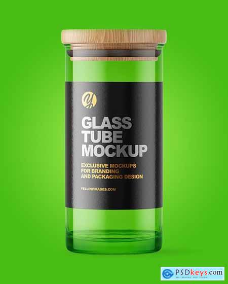 Glass Tube with Wooden Cap Mockup 89131