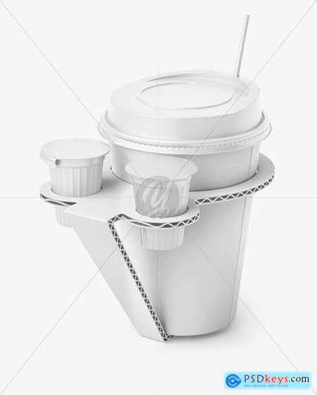 Paper Coffe Cup in Cardboard Holder Mockup 89215
