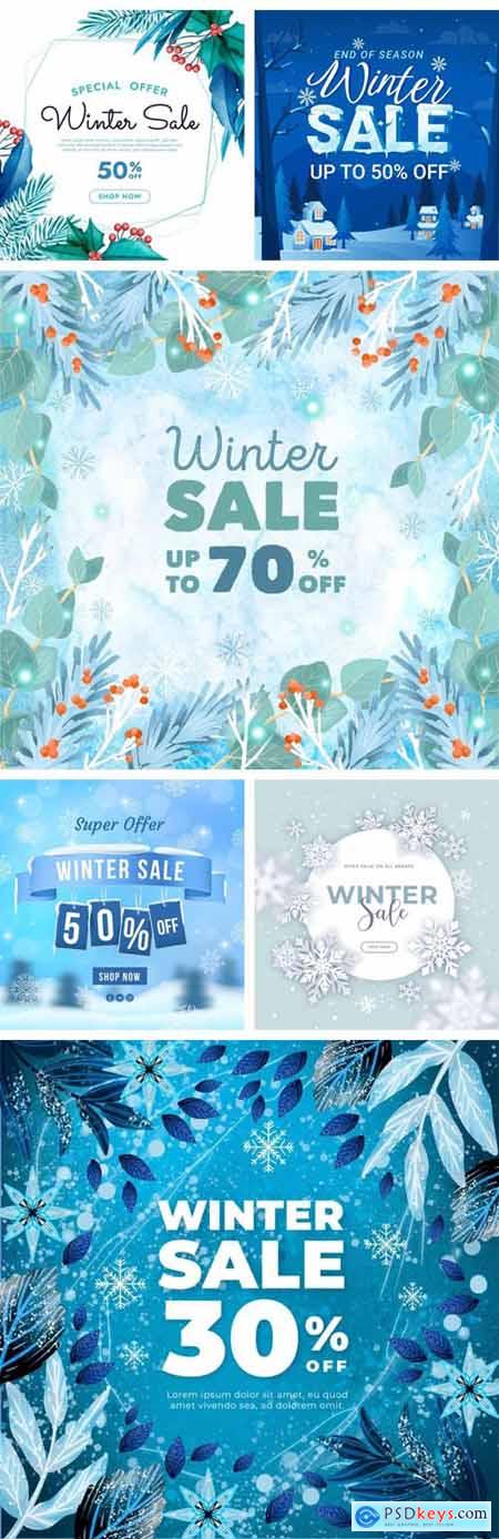 10+ Winter Sale Promotion Backgrounds Vector Collection