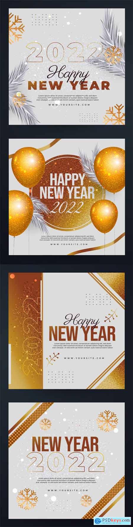 5 New Year 2022 Instagram Posts Vector Collection