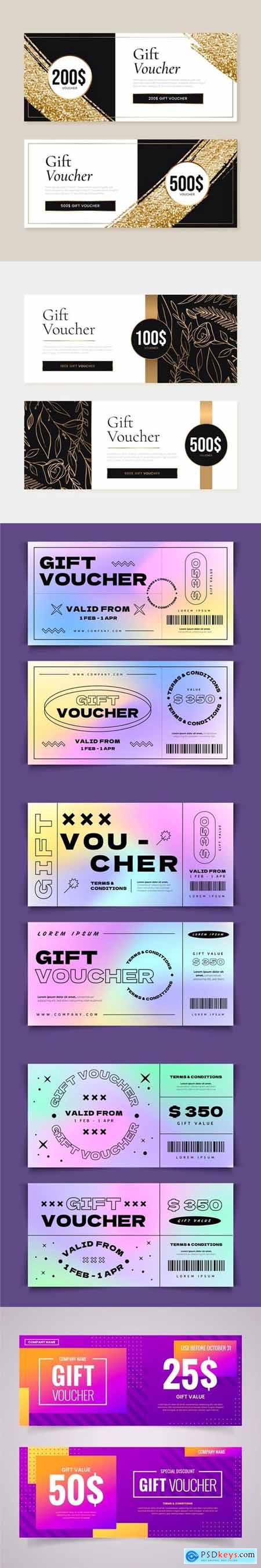 6 Gift Voucher Banners Vector Templates Collection
