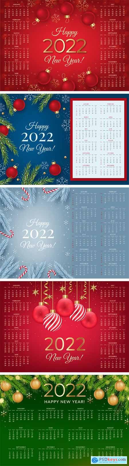 Realistic 2022 Calendars Vector Templates Collection