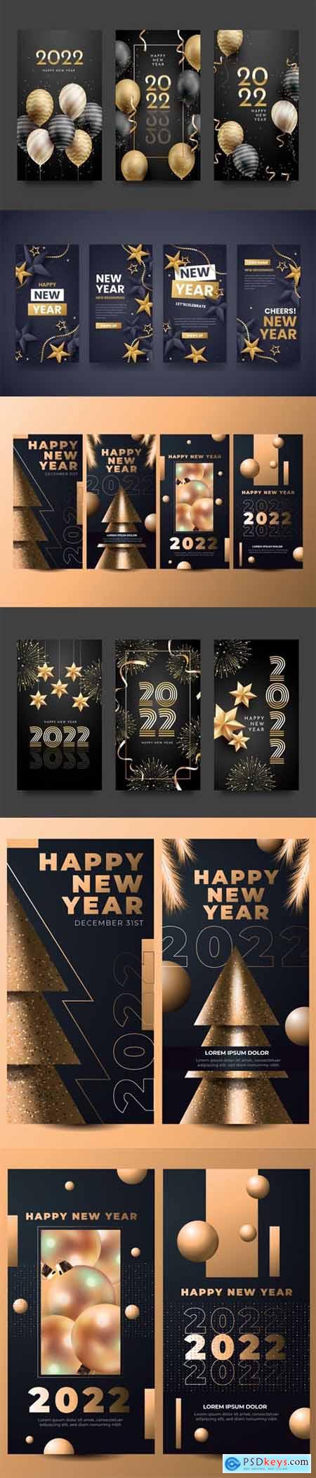 New Year 2022 Instagram Stories Vector Templates Collection
