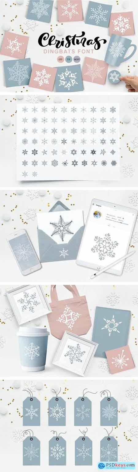 Christmas Snowflake Dingbats - Hand Drawn Doodle Symbol Font