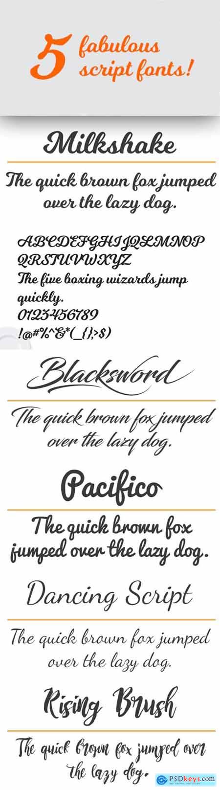 5 Fabulous Script Fonts Pack