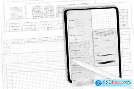 Procreate lettering grids set