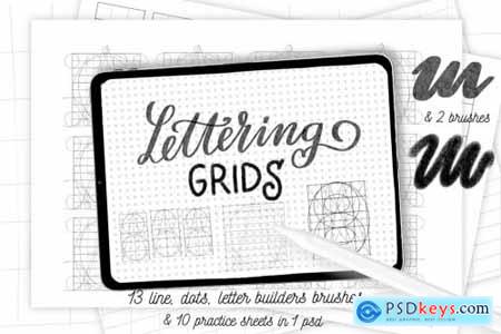 Procreate lettering grids set