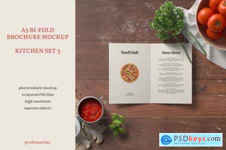 A5 Bi-Fold Brochure Mockup  Kitchen Set 3