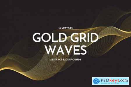 Gold Grid Waves Vector Backgrounds
