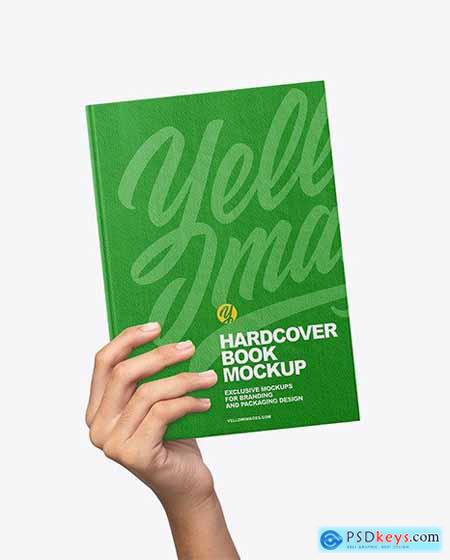 Fabric Hardcover Book in a Hand Mockup 87103