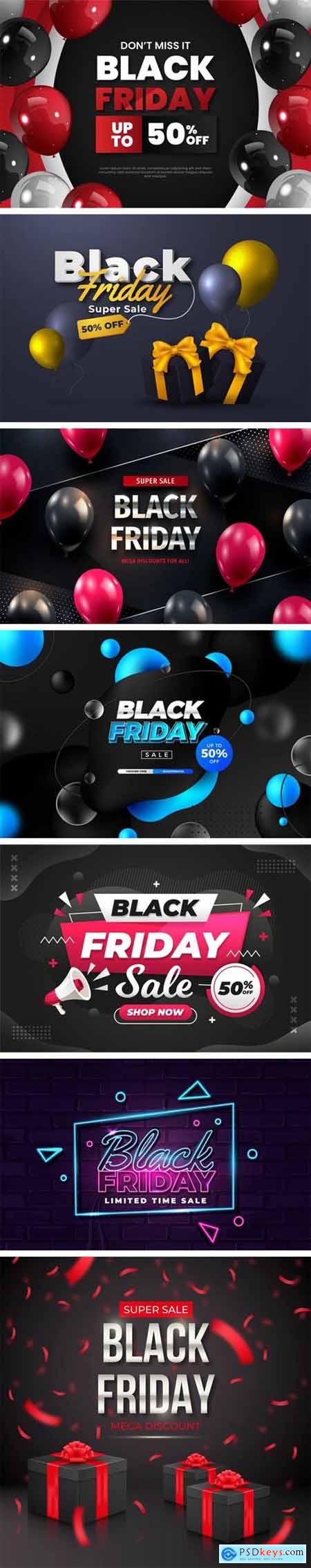 7 Black Friday Sales Backgrounds Vector Design Templates