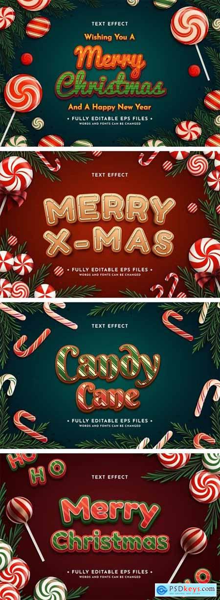 4 Holidays Text Effects Vector Design Templates