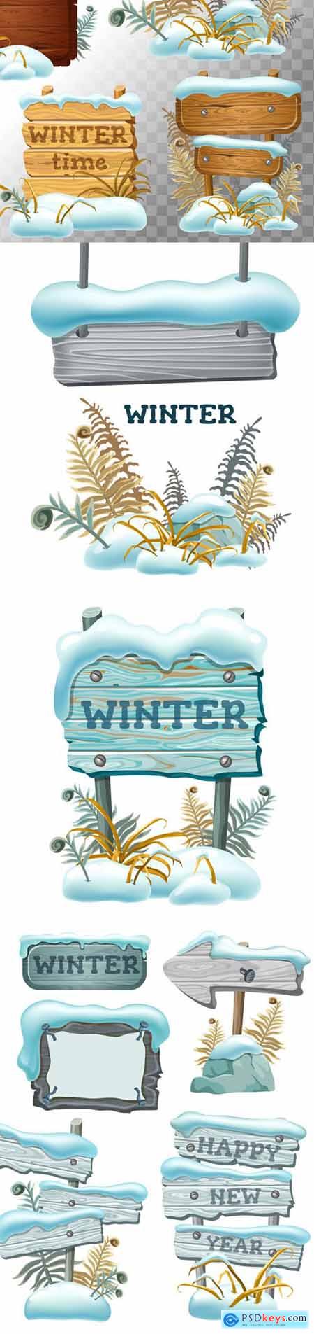 Advertising Boards with Snow Vector Templates