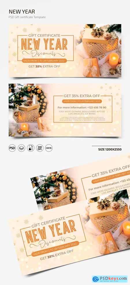 Gift Certificate PSD Templates for New Year 2022