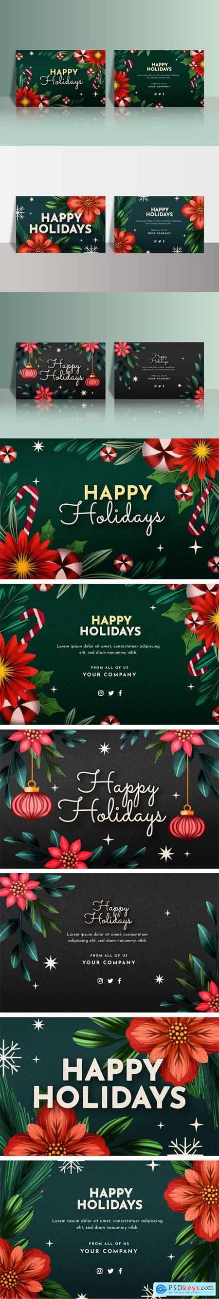 Happy Holidays Business Card Vector Templates