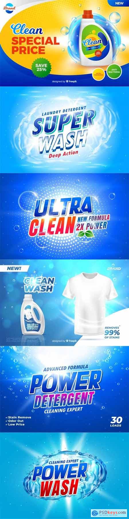 Realistic Cleaning Templates Collection in Vector