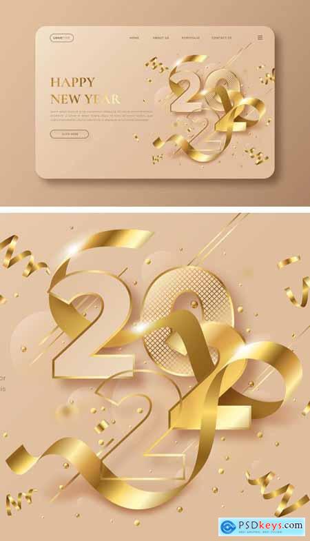 New Year 2022 Landing Page Vector Template