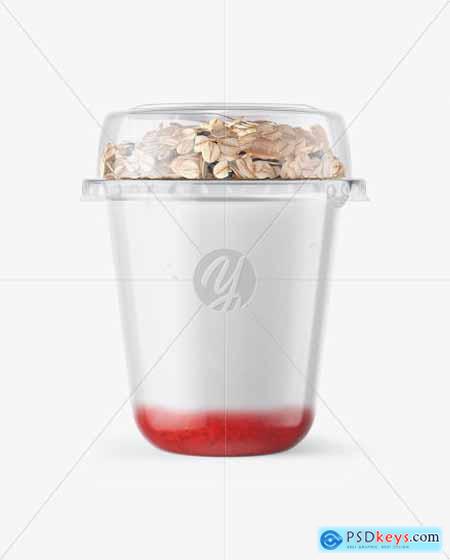Cup with Strawberry Yogurt and Muesli Mockup 31205