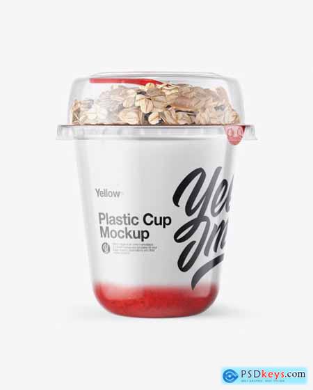 Cup with Strawberry Yogurt and Muesli Mockup 31205