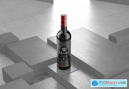Red Wine Bottle Mockup