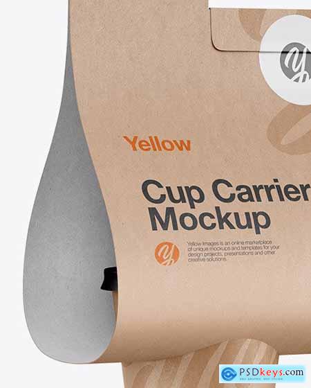 Kraft Coffee Cup Carrier Mockup 72565