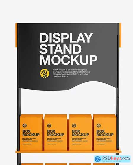 Glossy Display Stand w- Boxes Mockup 85408
