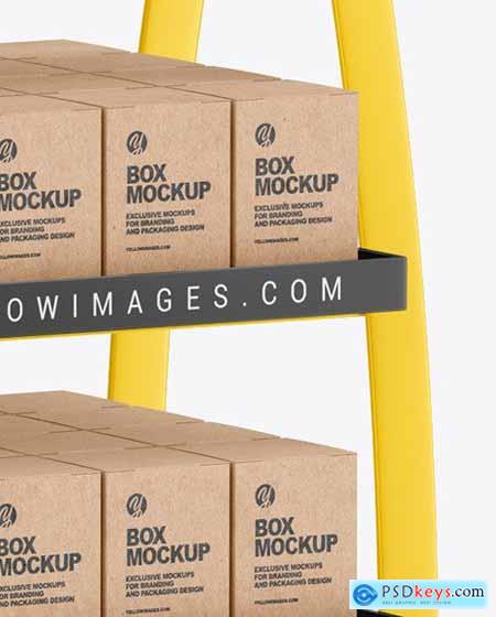 Glossy Display Stand w- Boxes Mockup 81861