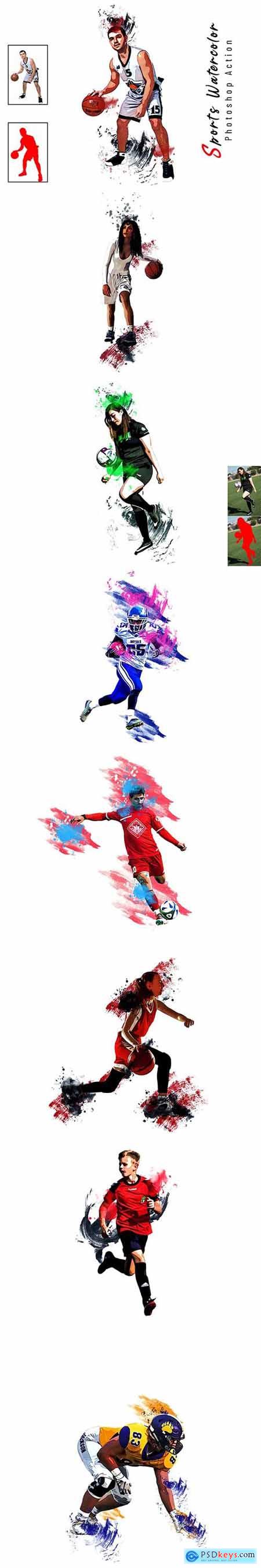 Sports Watercolor Photoshop Action 6725657