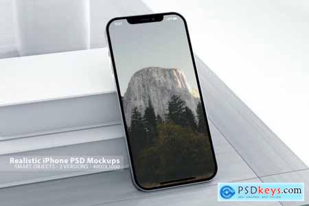 Realistic iPhone Pro on Table PSD Mockups