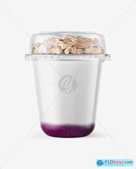 Cup with Blueberry Yogurt and Muesli Mockup 31213