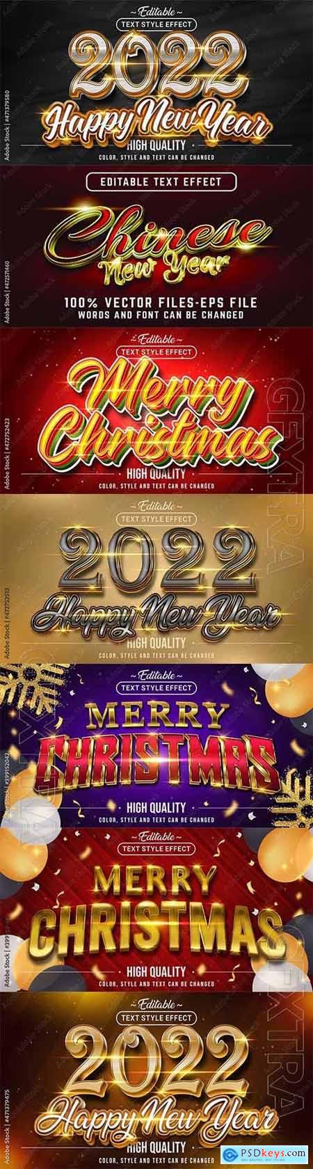2022 New Year and Christmas vector texts