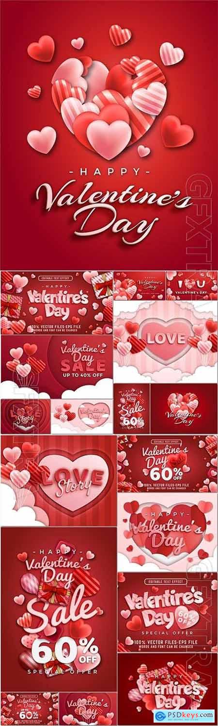 Lovely happy valentines day background with hearts premium vector