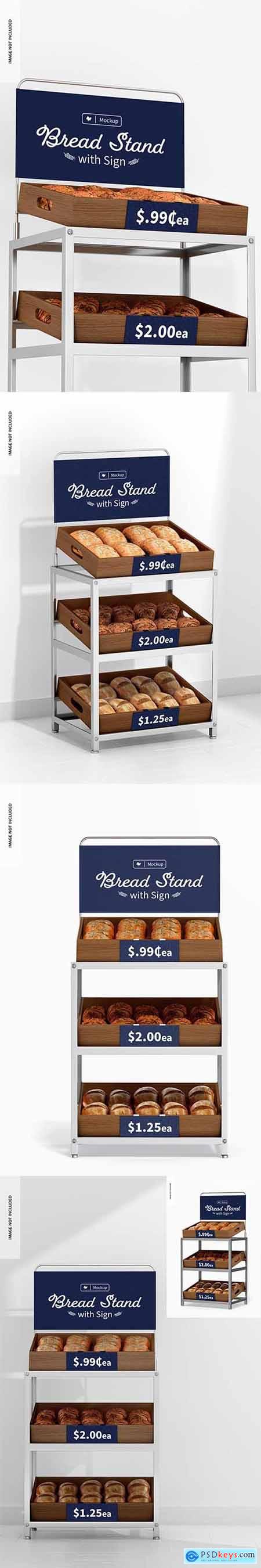 Bread stand with sign mockup