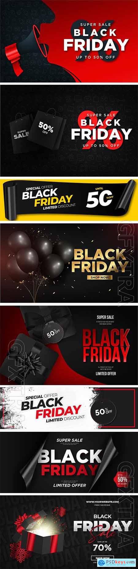 Black friday sale with 3d vector realistic elemens