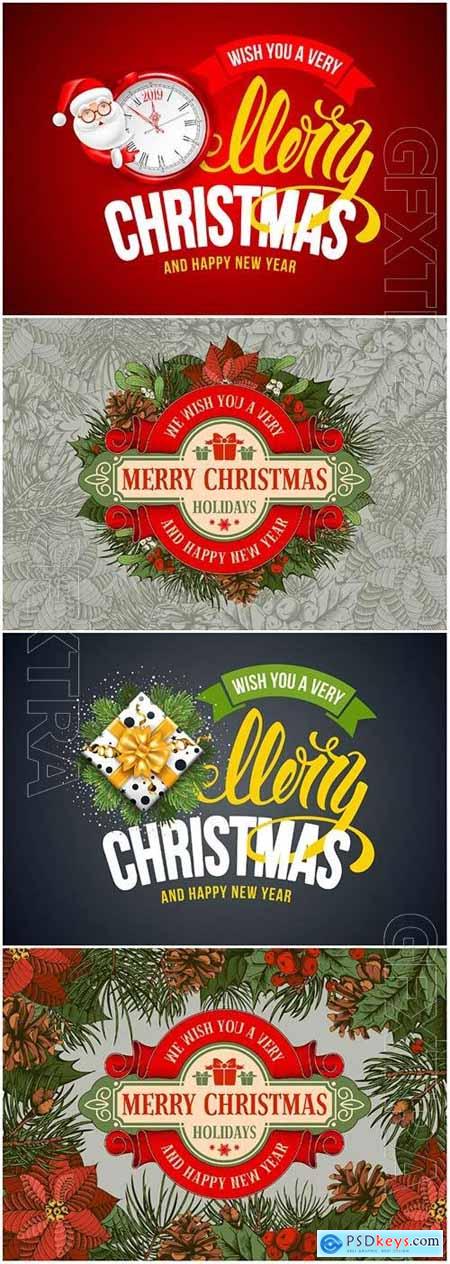 Christmas posters in vintage style in vector
