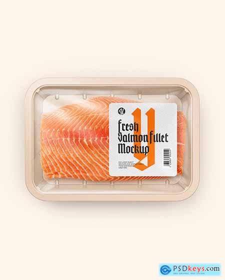Plastic Tray With Salmon Fillet Mockup 88766
