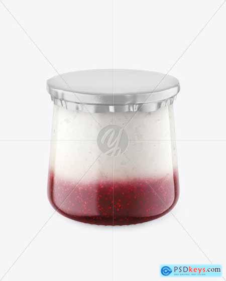 Clear Glass Jar with Yogurt and Raspberry Jar Mockup 88389