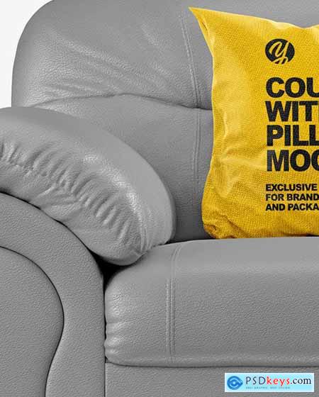 Couch with Pillow and Blanket Mockup 55757