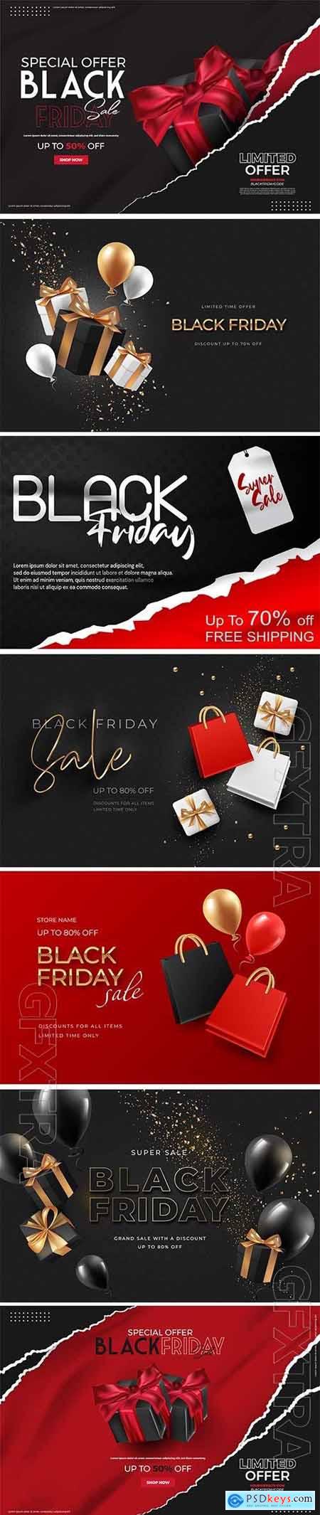 Black friday sale web banner vector template