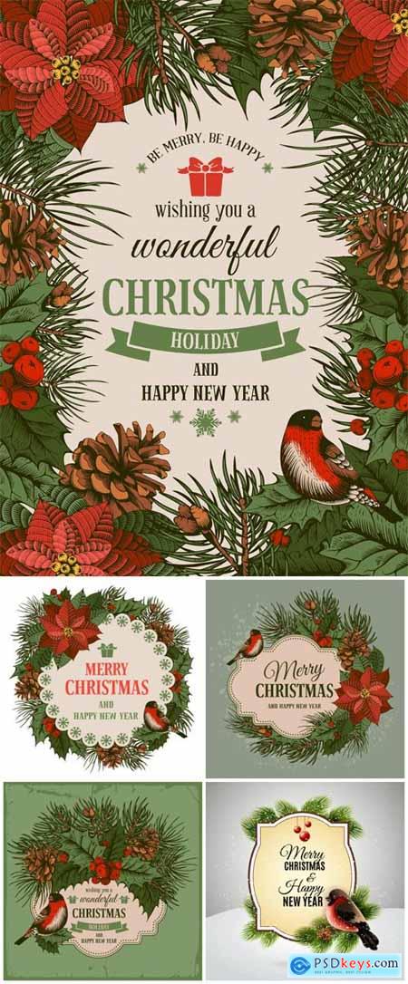 Vintage Christmas vector card