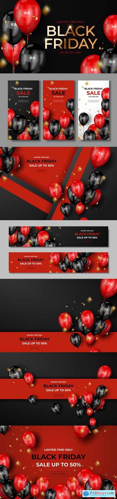 Black Friday Sale Banners & Backgrounds Vector Design Collection