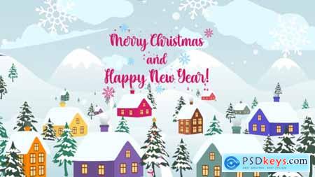 New Year Christmas Village Postcard 35321676