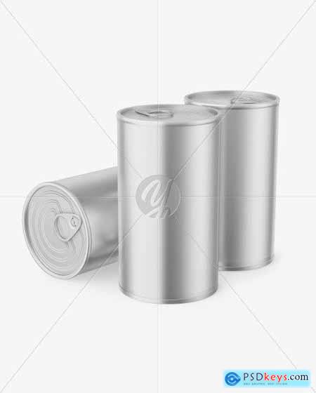 Three Metallic Tin Cans Mockup 88791