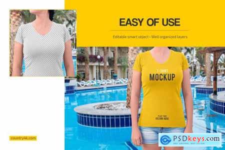 Womens V-Neck T-Shirt Mockup Set 6575059