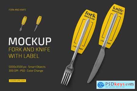 Fork and Knife with Label Mockup 6694939